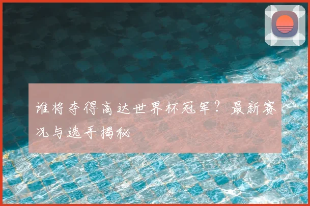 谁将夺得高达世界杯冠军？最新赛况与选手揭秘